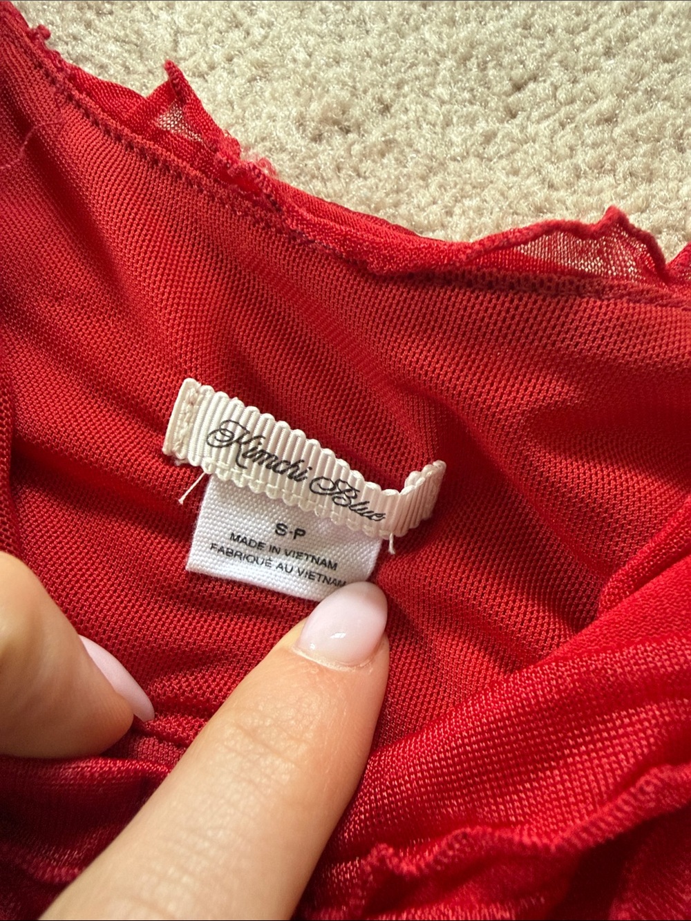 Kimchi Blue Red Ruffle Mesh Top - Picture 2 of 4